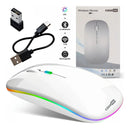 Mouse Sem Fio Bateria Recarregável Wireless 2.4ghz E Bluetooth Led Rgb Dpi Ajustavel Ergonômico Silencioso Para Pc Desktop Notebook Tablet Smartphone Casenn Branco
