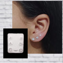 Brincos Trio Feminino De Prata Pura 925 Brilhante Redondo+nf Cor Prateado