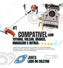 Carburador Roçadeira 42/43/52/62/63/62/65cc Cilindradas Compatível Com Toyama, Nakasaki, Vulcan, Branco, Garthen, Kawashima, Terra - Bjb Equipamentos - Com Junta