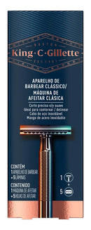 Aparelho de Barbear Clássico King C. Gillette + 5 Lâminas de Barbear