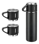 Kit Garrafa Térmica Vacuum Flask Set 500ml Com 3 Xícaras Cor Preto