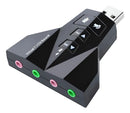 Adaptador USB 7.1 adaptador de áudio para laptop PC preto Nova Voo