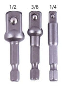 Kit 3 Adaptador Soquete Parafusadeira Furadeira 1/4 3/8 1/2