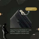 Carteira Couro Legítimo Masculina Fechamento Zíper Grande Porta Documentos Moedas Cartão Cédulas Lisa Preto