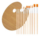 Kit 12 Pincéis Artesanato Pintura Ponta Fina Chata + Paleta Yins Paper