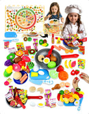 Kit Comidinha Fruta Velcr E Frigideira Infantil Cozinha Cor Colorido