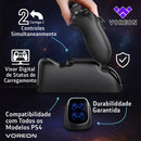 Carregador Base Duplo para Controle Dualshock 4 ( PS4, Ps4 Slim, Ps4 Pro ) Com Suporte Carrega 2 controles ao mesmo tempo Visor com mostrador digital Marca Voreon