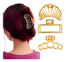 03 Presilha Piranha Prendedor De Cabelo Luxo Metal Var Dourado