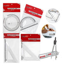 Kit 5un Escolar Transferidor Esquadro Compasso Matemática Cristal