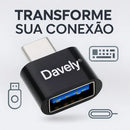 Adaptador OTG USB Tipo C para USB Fêmea 3.0 Davely Preto Compatível com Celular Notebook Tablet Pendrive Teclado Mouse Carregador
