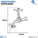 Torneira Para Tanque E Jardim De 1/2 Com Bico 3/4 Prateado