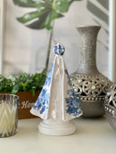 Nossa Senhora Aparecida Manto Floral Azul 20 Cm Azul E Branca