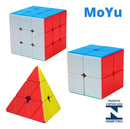 Kit 3 Cubo Mágico 2x2 3x3 e Pirâmide Profissional Puzzle Cor da estrutura Colorido MOYU