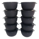 Kit Potes 1 Lt Bowl Redondo C/10 Tapuer Vasilha Plástica Preto