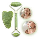 Massageador Pro Facial Pedra Jade Roller + Guasha Cor Verde-musgo