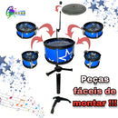 Mini Bateria Banquinho Instrumento Infantil Menino Ninho Boy Cor Azul