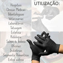Luvas Nitrilicas Talge cor preto tamanho M com 100 unidades