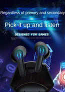 Fone de ouvido in-ear gamer sem fio Kapbom Gamer KA-790 KA790 preto com luz azul-turquesa LED