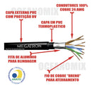 Rolo 100m Cabo De Rede Lan 4px24awg Blindado Cobre Megatron