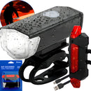 Kit Lanterna e Farol Para Bicicleta Luz Com LED Monster Ultra 3 Modos Iluminação Lumens Recarregável Bivolt Com Pisca Traseiro Portátil Kaizu cor preto