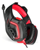 Fone de ouvido over-ear gamer Onikuma K1-B black e red com luz LED