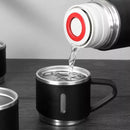 Garrafa Térmica Com Xícaras Inox Vacuum Flask Set Água Café Cor Rosa Tche Amo
