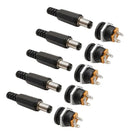 5 Conector Dc Jack Fêmea Pino Painel Rosca E 5 Plug P4 Macho Preto