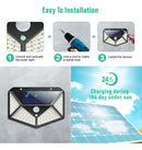 Kit 2 Arandelas Iluminária Energia Solar 100 Led Luz Branca