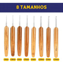 Kit Com 20 Agulhas De Crochê De Bambum Com Estojo - Prm