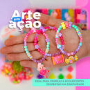 Kit Miçangas Infantil 3500 Pçs para Montar Pulseiras Bolinhas Maleta 19X13 cm 1 relógio digital Anita Bijuterias