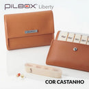 Porta Comprimidos Organizador de Suplementos e Remédios Semanal 7 Compartimentos Semanal e Diário - Tamanho Médio Pilbox Liberty Cor Castanho