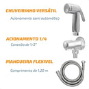 Ducha Higiênica Cromada Abs Acionamento 1/4 De Volta