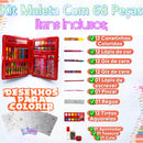 Estojo Maleta 68 Peças Crianças Canetinhas Giz Lápis Menina