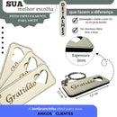 50 Lembrancinha Chaveiro Mdf Gratidão Coração