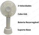 Mini Ventilador De Mão Portátil Recarregável Extensão Branco