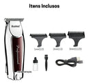 Máquininha Barba E Cabelo Acabamento Kemei Sem Fio Recarregável KM-9163