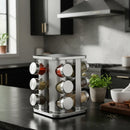 Porta Tempero Giratório Inox 12 Potes Vidro Dosador Cozinha