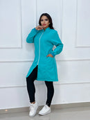 Jaleco Feminino Manga Longa Acinturado Uniforme De Cl Creme P