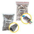 Kit 20 Peças Conector Rj45 Cat6 Blindado + 20 Capas Prot Cinza