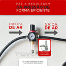 Evotek Filtro Eliminador Água Regulador Ar Compressor Pressão 1/4' Manômetro Medidor