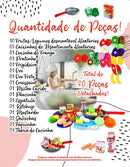 Kit Comidinha Fruta Velcr E Frigideira Infantil Cozinha Cor Colorido