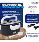 Marmita elétrica preta lancheira doméstica trabalho marmita veicular 1.5l Woosh