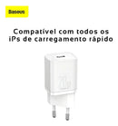 Baseus Carregador De Parede Turbo 20w Tipo-c + Cabo iPhone