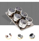 Porta Tempero E Condimento Magnético 6 Potes Inox Dolce Home Cor Prateado