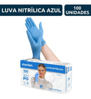 Luvas descartáveis antiderrapantes Inoven Nitrílica cor azul tamanho M de nitrila x 100 unidades