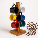 Jogo 6 Canequinha 100ml Caneca Café Suporte Madeira Alumínio