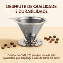 Coador De Café Inox Nº 103 Reutilizável Peneira Filtro Permanente Econômico Resistente Alta Durabilidade Sustentável Fácil Limpeza Ponte Lar Utilidades