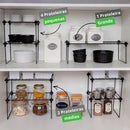 Organizadores Para Armário de Cozinha Prateleiras 7 Pçs Cor Preto Metaltru