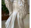 Anjo Decorativo 20 Cm Branco Perolado Gesso Escultura Branco Perolado