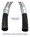 1,5m Mangueira Malha De Aço Gás Botijão C/ 2 Abraçadeiras